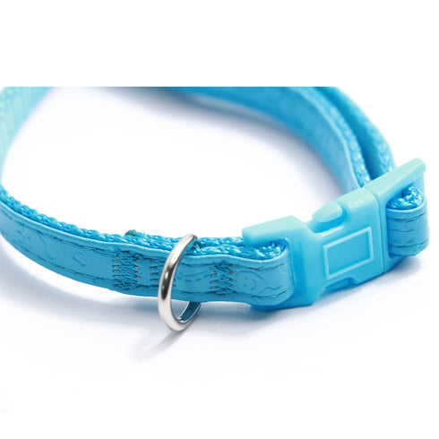 Zgarda albastra din piele ecologica pentru caini Hamate 20-31 cm